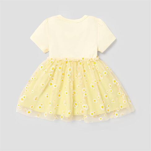 Disney Princess Toddler Girl Dress Short Sleeve Daisy Mesh Overlay Fairy Dress 2-6 Years… in Saudi Arabia
