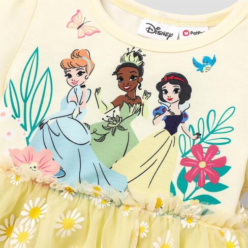 Disney Princess Toddler Girl Dress Short Sleeve Daisy Mesh Overlay Fairy Dress 2-6 Years… in Saudi Arabia