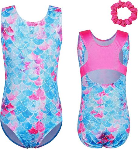BAOHULU Girls Christmas Gymnastics Leotards Sparkle Athletic Clothes Dance Set with Matching Hair Scrunchie in Saudi Arabia
