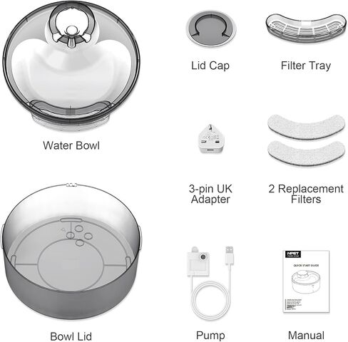 نافورة مياه للكلاب من NPET DF10، موزع مياه أوتوماتيكي كبير سعة 170 أونصة/1.3 جالون/5 لتر مع مجموعة تنظيف، وفلتر بديل للقطط والكلاب والحيوانات الأليفة المتعددة (المحول غير متضمن) in Kuwait