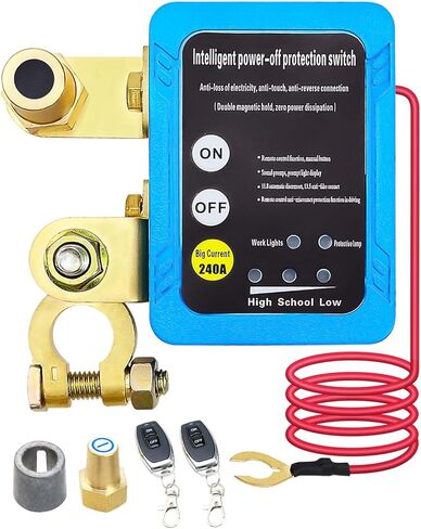 Kill Switch for Car, 12V 500A Max Remote Battery Disconnect Switch, Battery Kill Switch Anti Theft Match 433HMZ Remote Control Key, Automatic Shut/Cut Off Switch for Car Boat Truck RV ATV in Kuwait