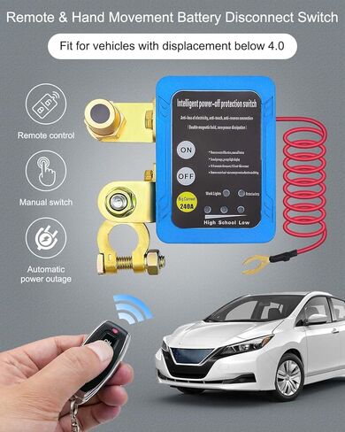 Kill Switch for Car, 12V 500A Max Remote Battery Disconnect Switch, Battery Kill Switch Anti Theft Match 433HMZ Remote Control Key, Automatic Shut/Cut Off Switch for Car Boat Truck RV ATV in Kuwait