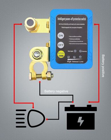 Kill Switch for Car, 12V 500A Max Remote Battery Disconnect Switch, Battery Kill Switch Anti Theft Match 433HMZ Remote Control Key, Automatic Shut/Cut Off Switch for Car Boat Truck RV ATV in Kuwait