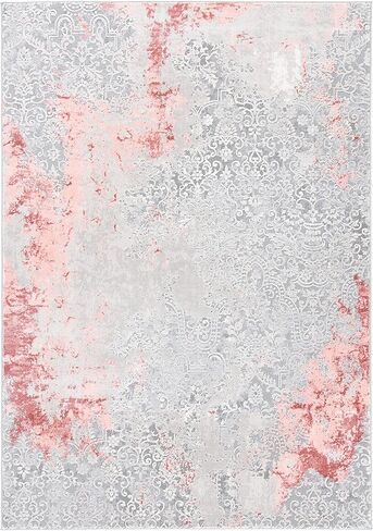 SAFAVIEH Meadow Collection Runner Rug - 2' x 15' Runner, Light Grey & Pink, Modern Abstract Design, Ideal for High Traffic Areas in Living Room, Bedroom, Dining (MDW573G-215) in Saudi Arabia