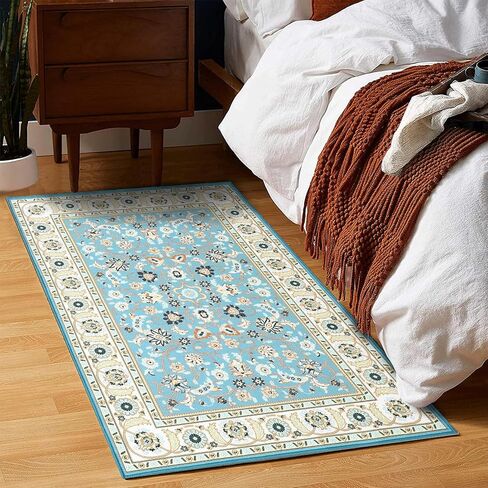 CAROMIO Area Rug 2x3 Door Mat Washable Indoor Area Rug Vintage Rug Area Rug Distressed Medallion Area Rug Non Slip Boho Floor Carpet for Living Room Bedroom Kitchen Home Office,Blue/Yellow in Saudi Arabia