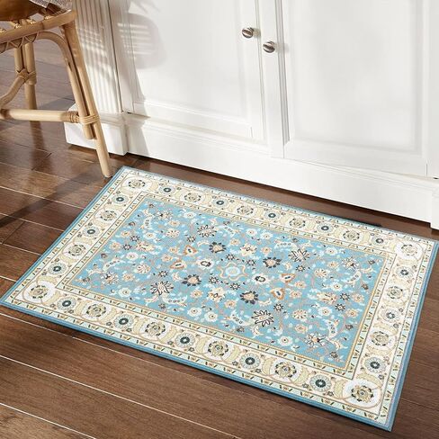 CAROMIO Area Rug 2x3 Door Mat Washable Indoor Area Rug Vintage Rug Area Rug Distressed Medallion Area Rug Non Slip Boho Floor Carpet for Living Room Bedroom Kitchen Home Office,Blue/Yellow in Saudi Arabia
