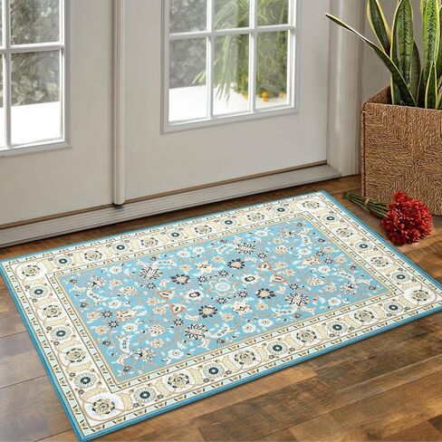 CAROMIO Area Rug 2x3 Door Mat Washable Indoor Area Rug Vintage Rug Area Rug Distressed Medallion Area Rug Non Slip Boho Floor Carpet for Living Room Bedroom Kitchen Home Office,Blue/Yellow in Saudi Arabia