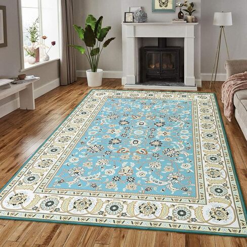 CAROMIO Area Rug 2x3 Door Mat Washable Indoor Area Rug Vintage Rug Area Rug Distressed Medallion Area Rug Non Slip Boho Floor Carpet for Living Room Bedroom Kitchen Home Office,Blue/Yellow in Saudi Arabia