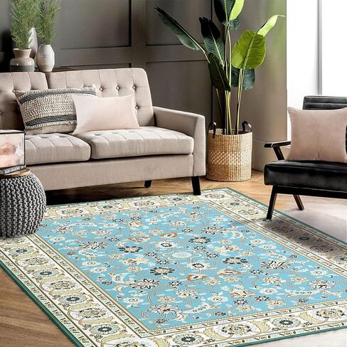 CAROMIO Area Rug 2x3 Door Mat Washable Indoor Area Rug Vintage Rug Area Rug Distressed Medallion Area Rug Non Slip Boho Floor Carpet for Living Room Bedroom Kitchen Home Office,Blue/Yellow in Saudi Arabia