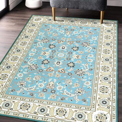 CAROMIO Area Rug 2x3 Door Mat Washable Indoor Area Rug Vintage Rug Area Rug Distressed Medallion Area Rug Non Slip Boho Floor Carpet for Living Room Bedroom Kitchen Home Office,Blue/Yellow in Saudi Arabia