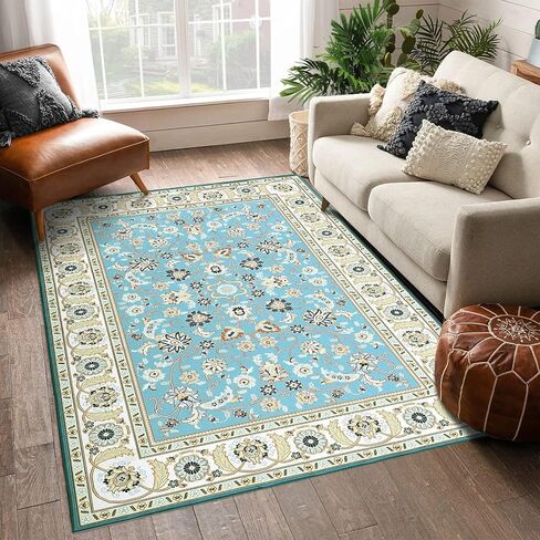 CAROMIO Area Rug 2x3 Door Mat Washable Indoor Area Rug Vintage Rug Area Rug Distressed Medallion Area Rug Non Slip Boho Floor Carpet for Living Room Bedroom Kitchen Home Office,Blue/Yellow in Saudi Arabia