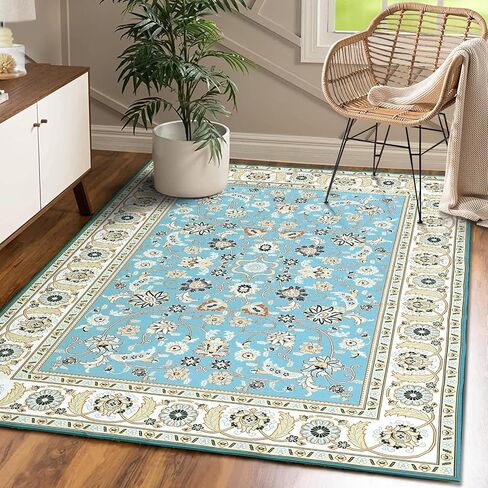 CAROMIO Area Rug 2x3 Door Mat Washable Indoor Area Rug Vintage Rug Area Rug Distressed Medallion Area Rug Non Slip Boho Floor Carpet for Living Room Bedroom Kitchen Home Office,Blue/Yellow in Saudi Arabia