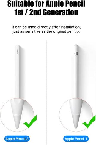 Pen Tip for Apple Pencil,4 Pack Replacement Tips for Apple Pencil 1st Gen & 2nd Gen, High Sensitivity Apple Pencil Nibs for Apple Pencil,Screen Protector Supported (White) in Saudi Arabia
