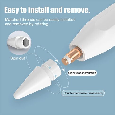 Pen Tip for Apple Pencil,4 Pack Replacement Tips for Apple Pencil 1st Gen & 2nd Gen, High Sensitivity Apple Pencil Nibs for Apple Pencil,Screen Protector Supported (White) in Saudi Arabia