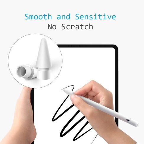 Pen Tip for Apple Pencil,4 Pack Replacement Tips for Apple Pencil 1st Gen & 2nd Gen, High Sensitivity Apple Pencil Nibs for Apple Pencil,Screen Protector Supported (White) in Saudi Arabia