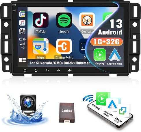 Android 13 Car Stereo Radio for Chevrolet Chevy GMC Silverado Tahoe Sierra Yukon Wireless CarPlay Android Auto 8 Inch Touch Screen Bluetooth GPS Navigation HiFi Audio FM/RDS WiFi SWC + Backup Camera in Saudi Arabia