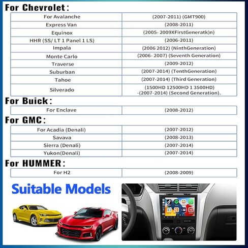 Android 13 Car Stereo Radio for Chevrolet Chevy GMC Silverado Tahoe Sierra Yukon Wireless CarPlay Android Auto 8 Inch Touch Screen Bluetooth GPS Navigation HiFi Audio FM/RDS WiFi SWC + Backup Camera in Saudi Arabia