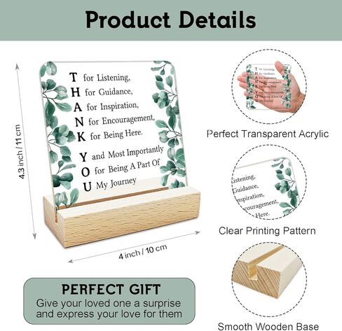 Friend Gifts Motivational Friendship Acrylic Sign Gifts Thank You Friend Gifts Christma Birthday Plaque Gifts Clear Desk Sign Keepsake Acrylic Plaque with Wood Stand for Home Office Decor in Kuwait