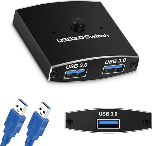 USB 3.0 Switch Selector, Bi-Directional USB Switcher 1 in 2 Out(2 in 1 Out),USB Switch 2 Computers Share 1 Device for Printer,Scanner,Keyboard, USB Sharing Switch with 2pcs A to A 3.3ft Cables in Kuwait