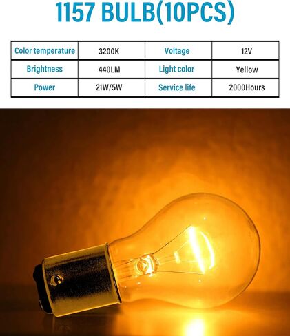 10PCS 1157 Bulb,Car Accessories Automotive Stop and Tail Lights Bulbs,Brake Light Bulb,Turn Signal Bulb Replacement for Marker Tail Running Parking Backup Lights,Fits 2357 1016 1034 1076 in Saudi Arabia