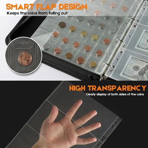 Coin Collection Book Holder for Collectors, 358 Pockets Coins Collecting Album & 36 Sleeves Money Storage Case for Coin Currency Collection Supplies, Bill, Pennies, Quarters, Stamp in Saudi Arabia