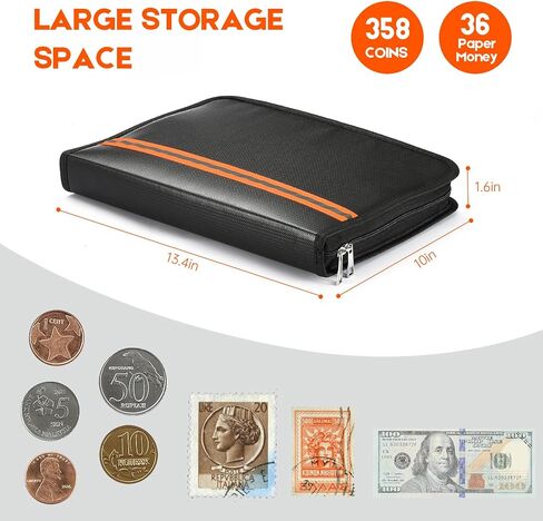 Coin Collection Book Holder for Collectors, 358 Pockets Coins Collecting Album & 36 Sleeves Money Storage Case for Coin Currency Collection Supplies, Bill, Pennies, Quarters, Stamp in Saudi Arabia