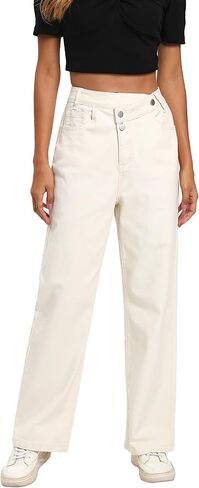 High Waist Women Wide Leg Baggy Jeans Boyfriends Stretch Denim Pants in Saudi Arabia