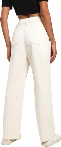 High Waist Women Wide Leg Baggy Jeans Boyfriends Stretch Denim Pants in Saudi Arabia