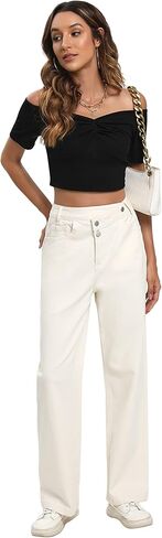 High Waist Women Wide Leg Baggy Jeans Boyfriends Stretch Denim Pants in Saudi Arabia