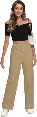 High Waist Women Wide Leg Baggy Jeans Boyfriends Stretch Denim Pants in Saudi Arabia