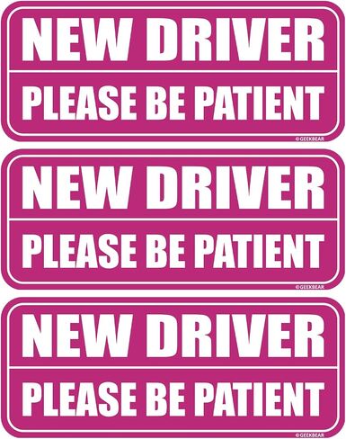 GEEKBEAR New Driver Car Magnet - Colorful, Reflective, Weather-Resistant - Rectangular 8.7 x 3.5 in (Black/Black, 3 Pack) in Saudi Arabia