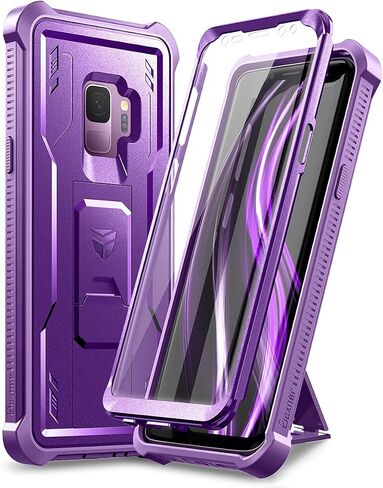 Dexnor for Samsung Galaxy S9 Case, [Built in Screen Protector and Kickstand] Heavy Duty Military Grade Protection Shockproof Protective Cover for Samsung Galaxy S9 Black in Saudi Arabia