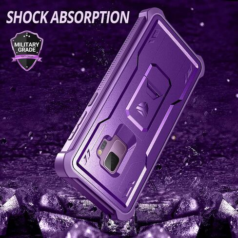 Dexnor for Samsung Galaxy S9 Case, [Built in Screen Protector and Kickstand] Heavy Duty Military Grade Protection Shockproof Protective Cover for Samsung Galaxy S9 Black in Saudi Arabia