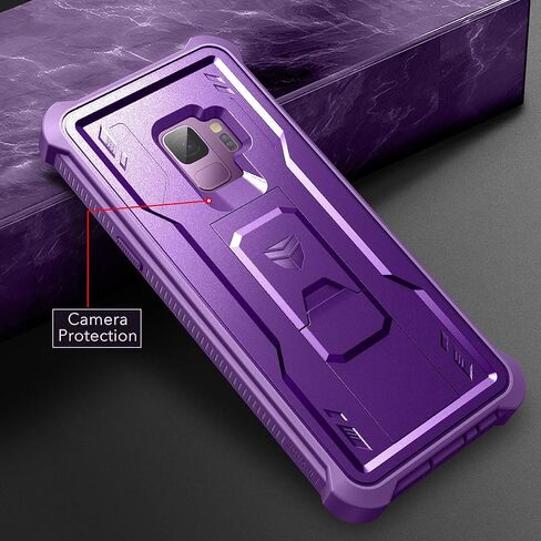 Dexnor for Samsung Galaxy S9 Case, [Built in Screen Protector and Kickstand] Heavy Duty Military Grade Protection Shockproof Protective Cover for Samsung Galaxy S9 Black in Saudi Arabia