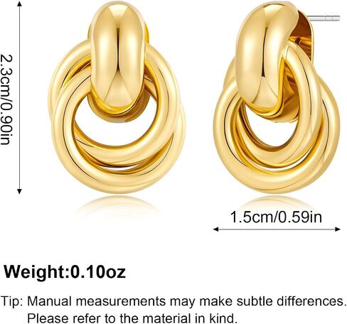 YUJIE Gold Geometric Earrings Chunky Knot Statement Earrings for Women Twisted Dangle Drop Trendy Stud Earring Fashion Jewelry Gifts in Saudi Arabia