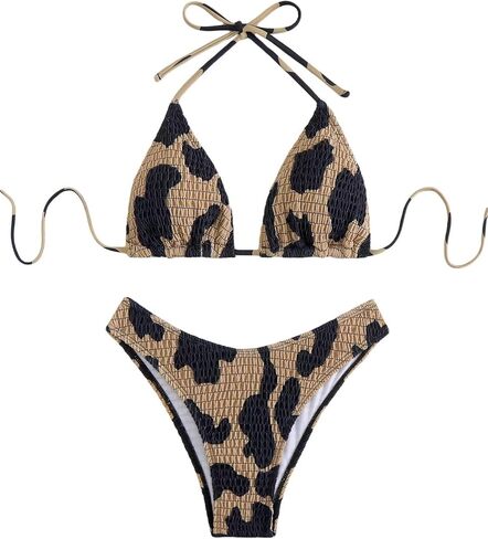 Women's Camo Halter Bathing Suit High Waisted Summer Swimsuit Bikini Set in Saudi Arabia