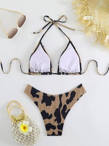 Women's Camo Halter Bathing Suit High Waisted Summer Swimsuit Bikini Set in Saudi Arabia