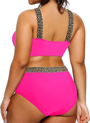 Tempt Me Women Plus Size High Waisted Bikini Set Two Piece Tummy Conteol Swimsuit in Saudi Arabia