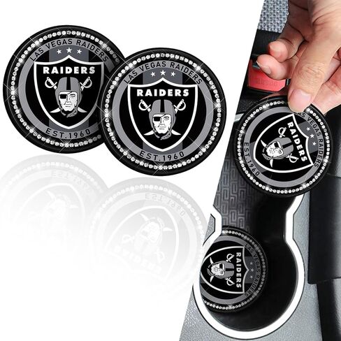 2PCS 2.75-Inch fit Eagles Bling Car Cup Holder Coasters Car Interior Accessories,Bling Crystal Rhinestone Silicone Non-Slip Car Water Coaster, for Football Fans, All Vehicles in Saudi Arabia