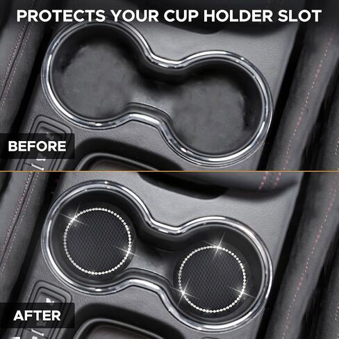 2PCS 2.75-Inch fit Eagles Bling Car Cup Holder Coasters Car Interior Accessories,Bling Crystal Rhinestone Silicone Non-Slip Car Water Coaster, for Football Fans, All Vehicles in Saudi Arabia