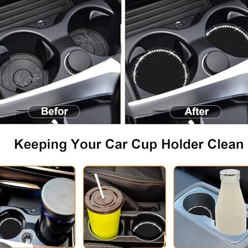 2PCS 2.75-Inch fit Eagles Bling Car Cup Holder Coasters Car Interior Accessories,Bling Crystal Rhinestone Silicone Non-Slip Car Water Coaster, for Football Fans, All Vehicles in Saudi Arabia
