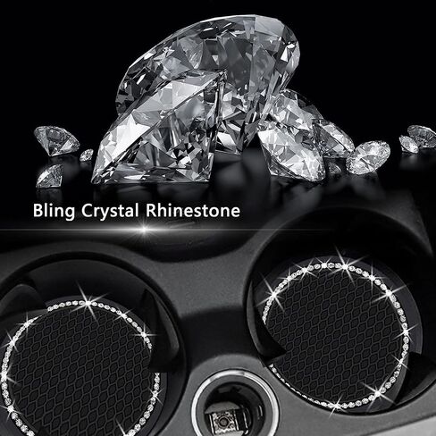 2PCS 2.75-Inch fit Eagles Bling Car Cup Holder Coasters Car Interior Accessories,Bling Crystal Rhinestone Silicone Non-Slip Car Water Coaster, for Football Fans, All Vehicles in Saudi Arabia