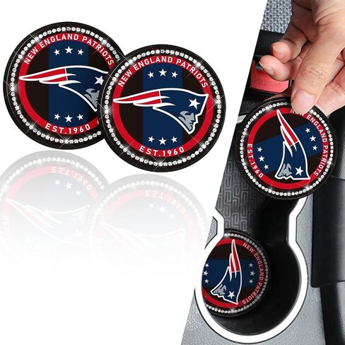 2PCS 2.75-Inch fit Eagles Bling Car Cup Holder Coasters Car Interior Accessories,Bling Crystal Rhinestone Silicone Non-Slip Car Water Coaster, for Football Fans, All Vehicles in Saudi Arabia