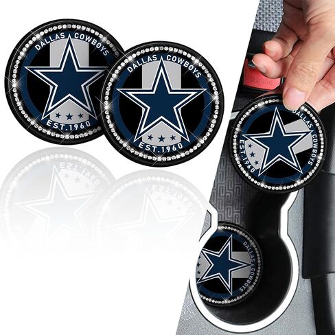 2PCS 2.75-Inch fit Eagles Bling Car Cup Holder Coasters Car Interior Accessories,Bling Crystal Rhinestone Silicone Non-Slip Car Water Coaster, for Football Fans, All Vehicles in Saudi Arabia