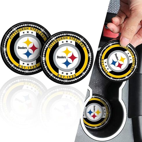 2PCS 2.75-Inch fit Eagles Bling Car Cup Holder Coasters Car Interior Accessories,Bling Crystal Rhinestone Silicone Non-Slip Car Water Coaster, for Football Fans, All Vehicles in Saudi Arabia