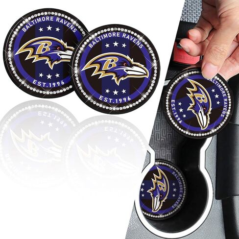 2PCS 2.75-Inch fit Eagles Bling Car Cup Holder Coasters Car Interior Accessories,Bling Crystal Rhinestone Silicone Non-Slip Car Water Coaster, for Football Fans, All Vehicles in Saudi Arabia