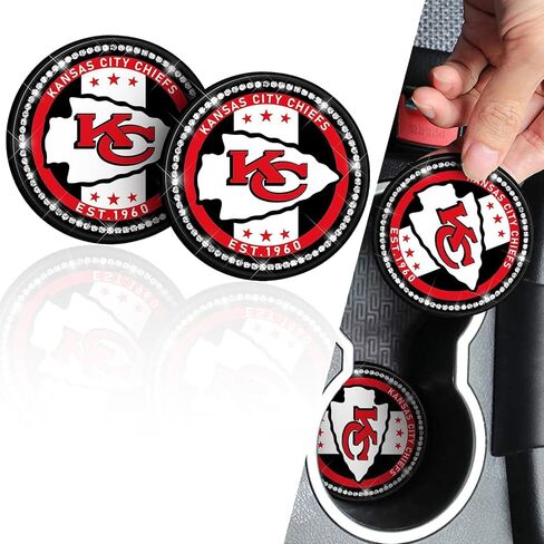 2PCS 2.75-Inch fit Eagles Bling Car Cup Holder Coasters Car Interior Accessories,Bling Crystal Rhinestone Silicone Non-Slip Car Water Coaster, for Football Fans, All Vehicles in Saudi Arabia