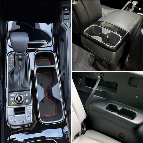 3D Cup Holder for Kia Telluride Accessories 2023 2022 2021 2020, Non-Slip Silicone Cup Liners Center Console Liners Pad Car Interior Accessories Decoration (6 Pcs, Black Trim) in Kuwait