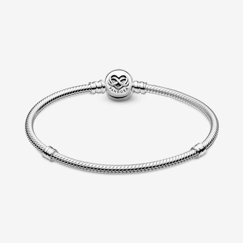 Pandora Moments Heart Infinity Clasp Snake Chain Bracelet - Engraved with Love Forever - Silver Bracelet for Women - Sterling Silver - With Gift Box in Saudi Arabia