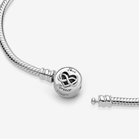 Pandora Moments Heart Infinity Clasp Snake Chain Bracelet - Engraved with Love Forever - Silver Bracelet for Women - Sterling Silver - With Gift Box in Saudi Arabia